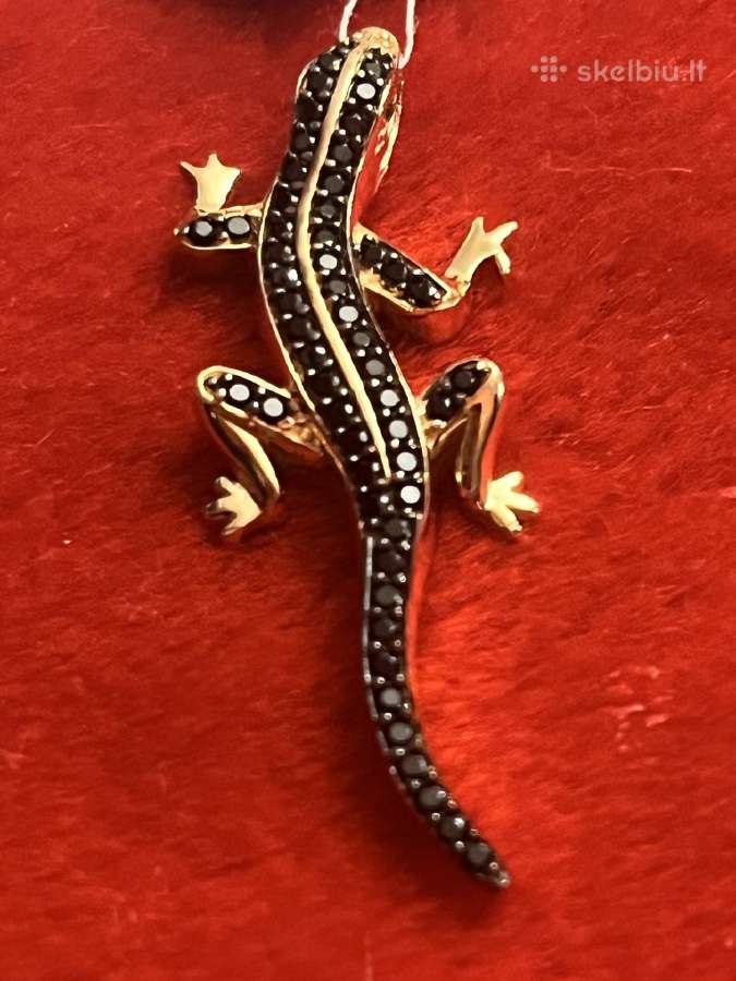 Prabangus auksinis pakabukas Black Salamandra - nuotraukos Nr. 8