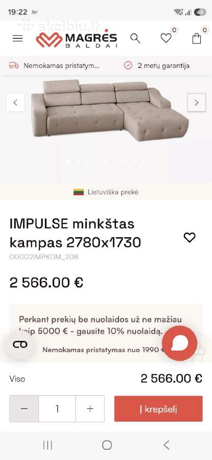 Magrės Impulse Minkštas L Formos Kampas - nuotraukos Nr. 7