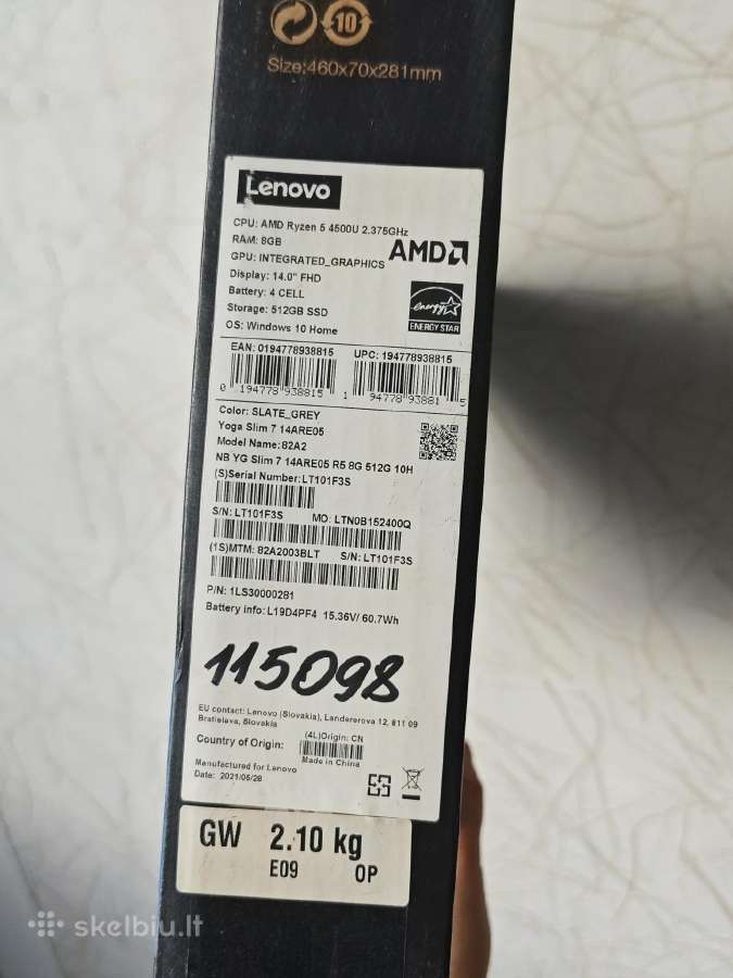 Lenovo Yoga Slim 7 Ryzen 5 - nuotraukos Nr. 9