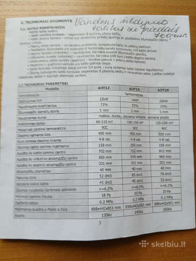Vandens šildymo katilas su priedais - nuotraukos Nr. 2