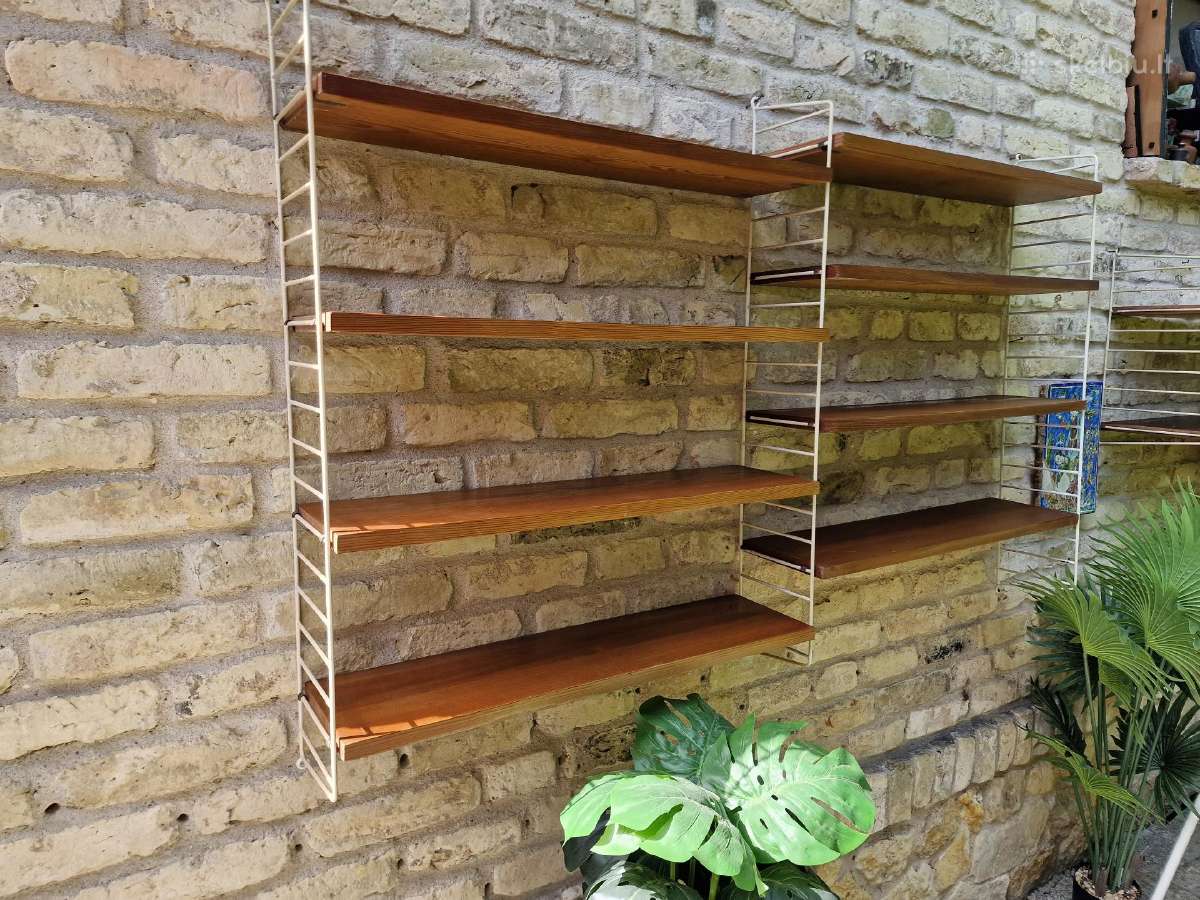 Vintažinės mid century pakabinamos lentynos - nuotraukos Nr. 12