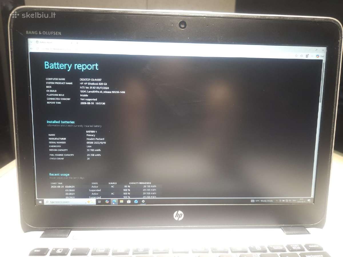Hp Elitebook 820 G3 16 GB RAM 256 GB SSD + Dock - nuotraukos Nr. 4