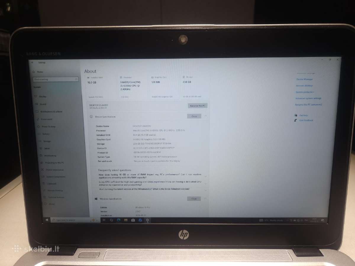 Hp Elitebook 820 G3 16 GB RAM 256 GB SSD + Dock - nuotraukos Nr. 3