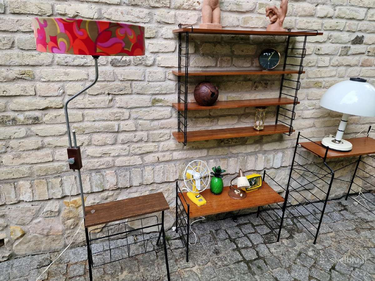 Vintažinė mid century pakabinama lentyna - nuotraukos Nr. 19