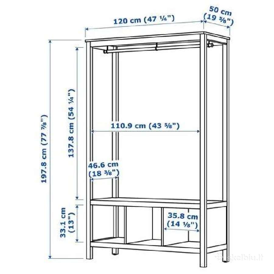 Ikea Hemnes atvira drabužių spinta – balta - nuotraukos Nr. 3