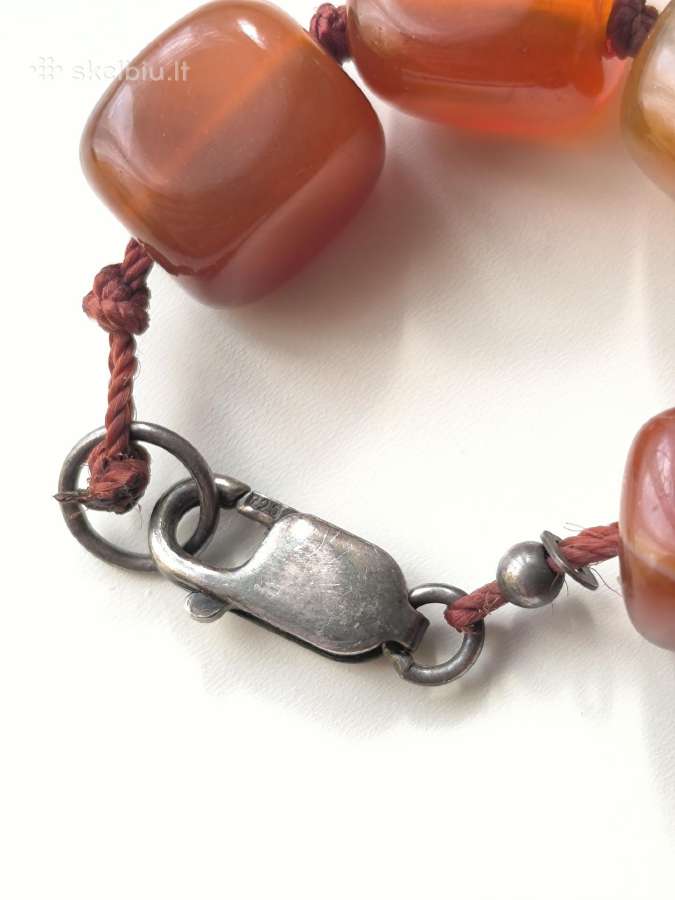 Karneolio ir oranžinio agato akmenų karoliai. - nuotraukos Nr. 7