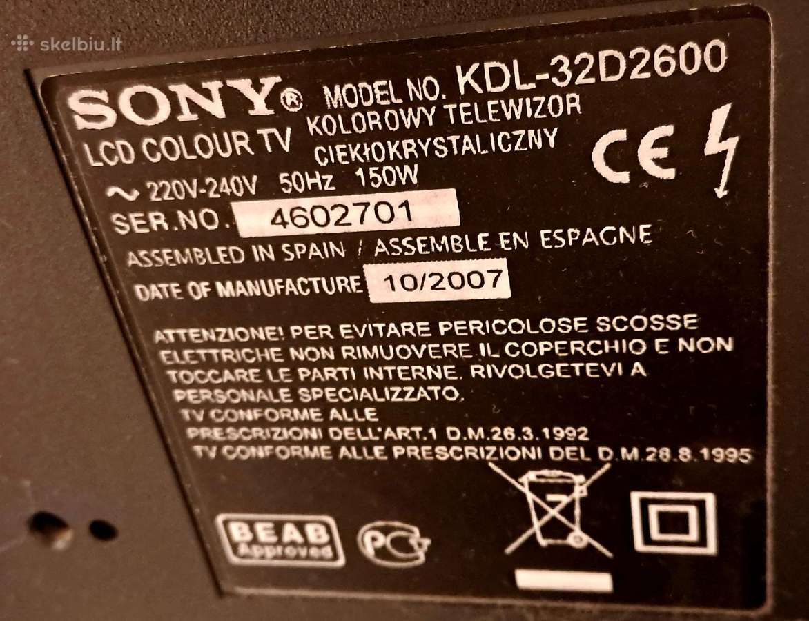 Sony Kdl-32d2600 – gerai išlaikytas klasikinis TV - nuotraukos Nr. 2