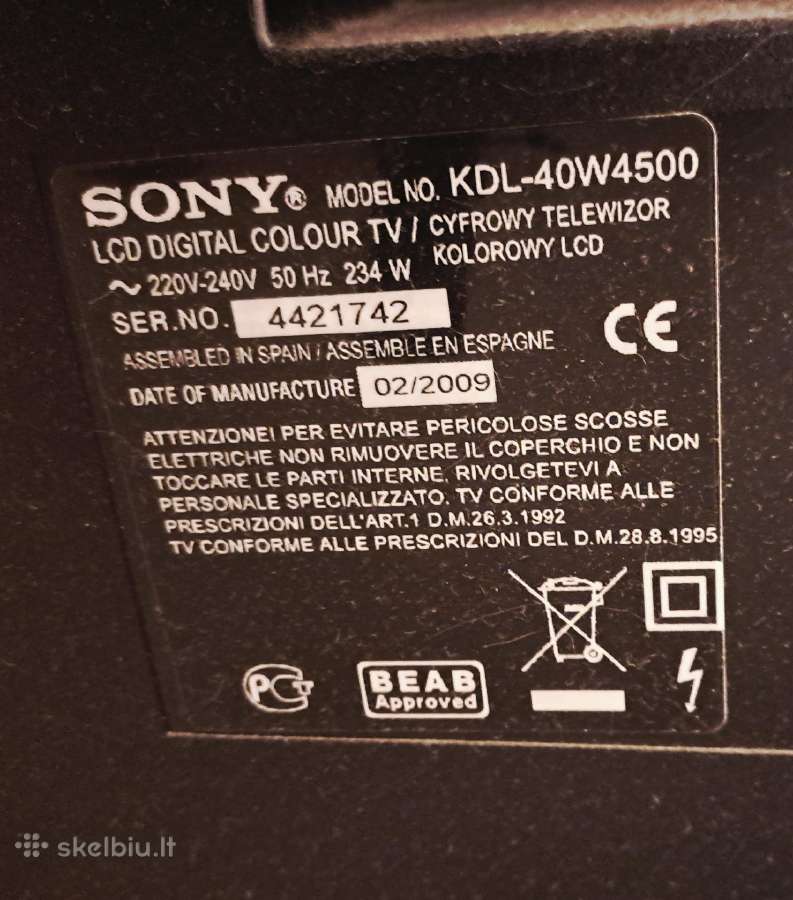 Sony Bravia Kdl-40w4500 – 40" Full HD LCD TV - nuotraukos Nr. 3