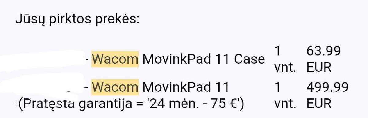 Parduodu Naują Wacom Movinkpad 11 Piešimo Plašetę - nuotraukos Nr. 3