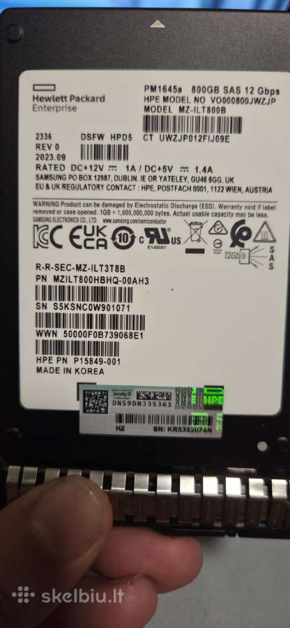 U.2 2tb, Sas SSD 7.68tb, 3.6tb 12gb/s, 800gb,400gb - nuotraukos Nr. 26