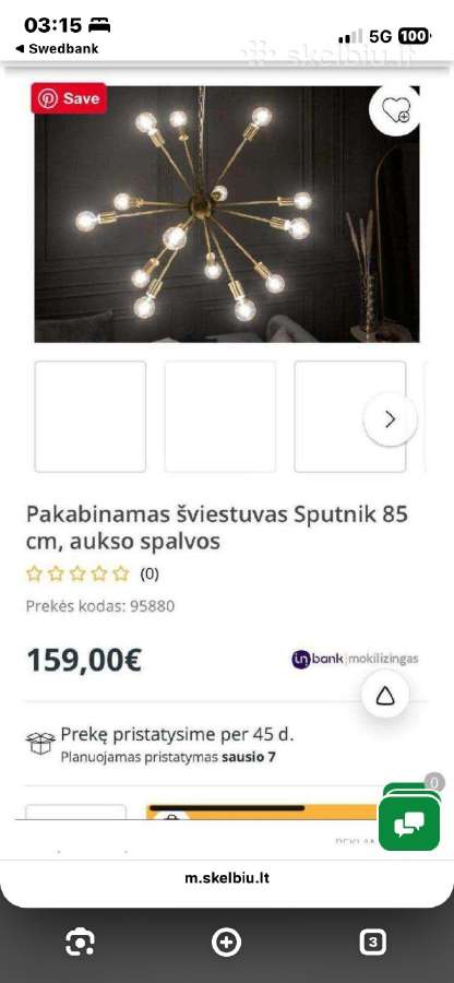 Sputnik lubų šviestuvas - nuotraukos Nr. 2
