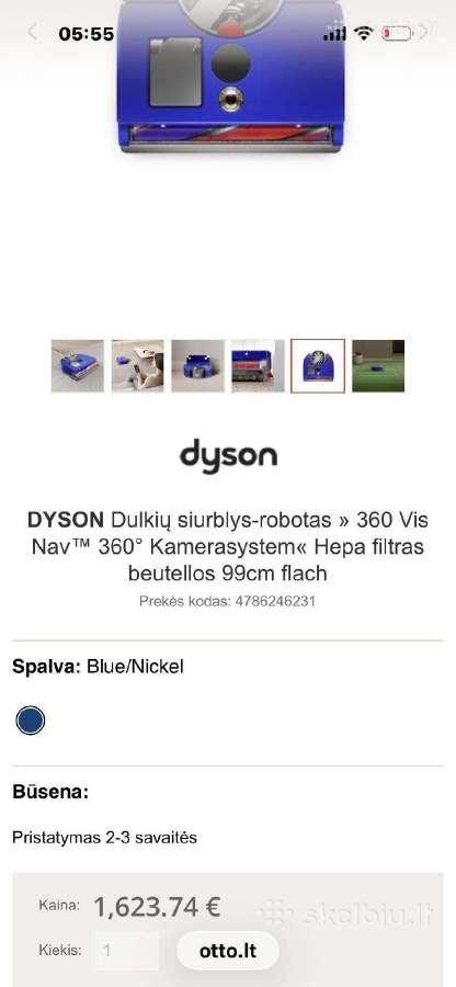 Dulkių siurblys - robotas Dyson Rb03 360 Vis Nav. - nuotraukos Nr. 4