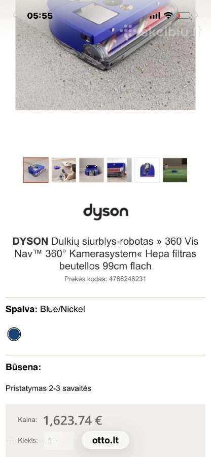 Dulkių siurblys - robotas Dyson Rb03 360 Vis Nav. - nuotraukos Nr. 2