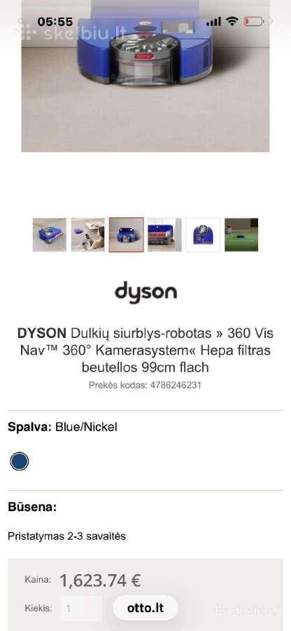Dulkių siurblys - robotas Dyson Rb03 360 Vis Nav. - nuotraukos Nr. 10