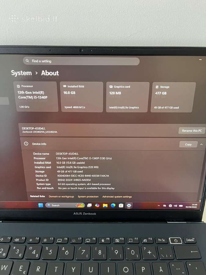 Asus Zenbook 14 - nuotraukos Nr. 13