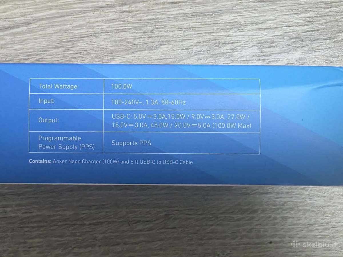 Naujas Anker Nano Charger 100w (A2679) su Usb-c k - nuotraukos Nr. 7