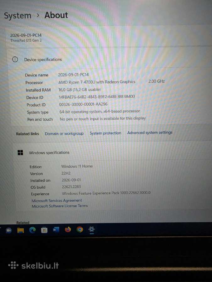 Lenovo Thinkpad E15 Gen 2. Amd Ryzen 7 4700u. - nuotraukos Nr. 6