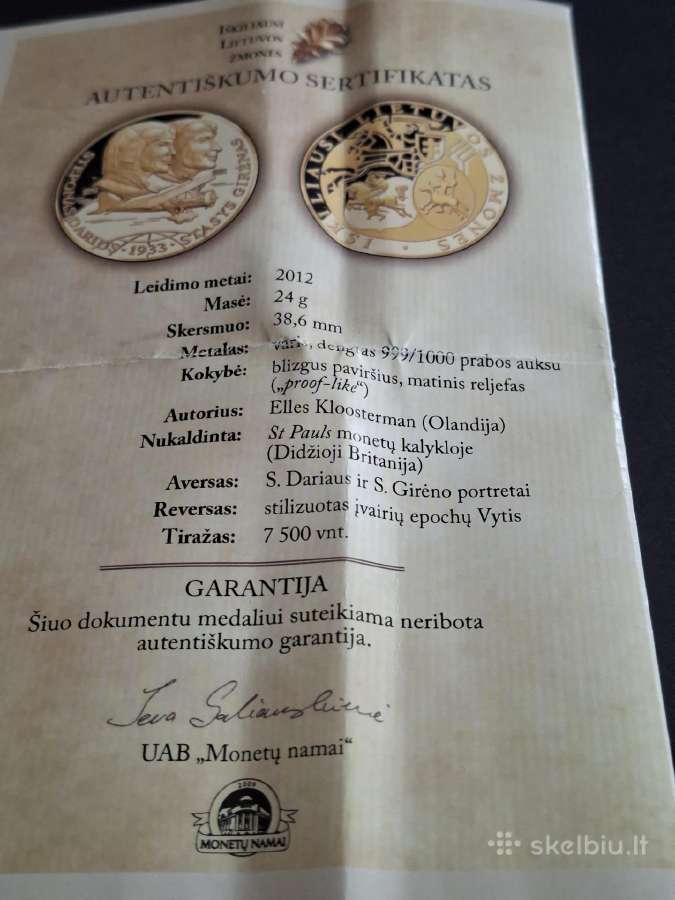 Monetų namų medalis skirtas Dariui ir Girėnui - nuotraukos Nr. 3