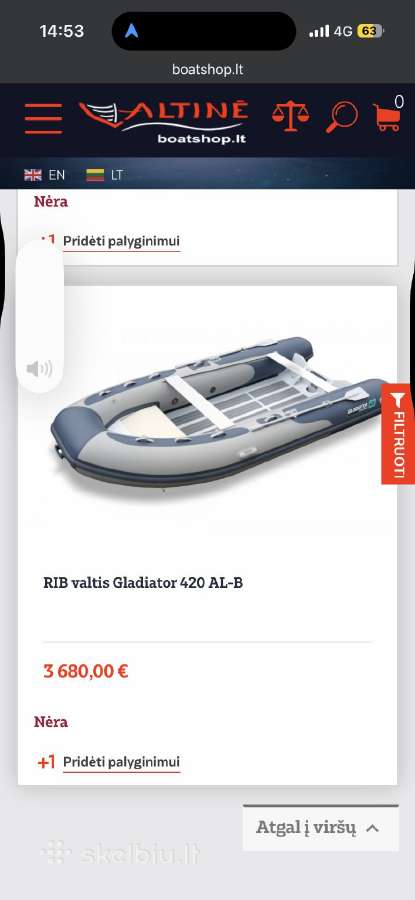 Rib valtis Gladiator 420 AL-b - nuotraukos Nr. 11