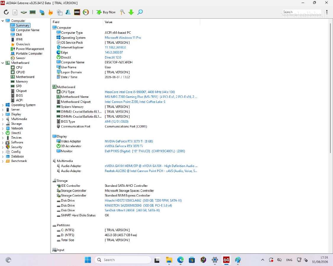 I5 9600kf, Ram32gb3600, Aorus Rtx3070ti, Windows11 - nuotraukos Nr. 6