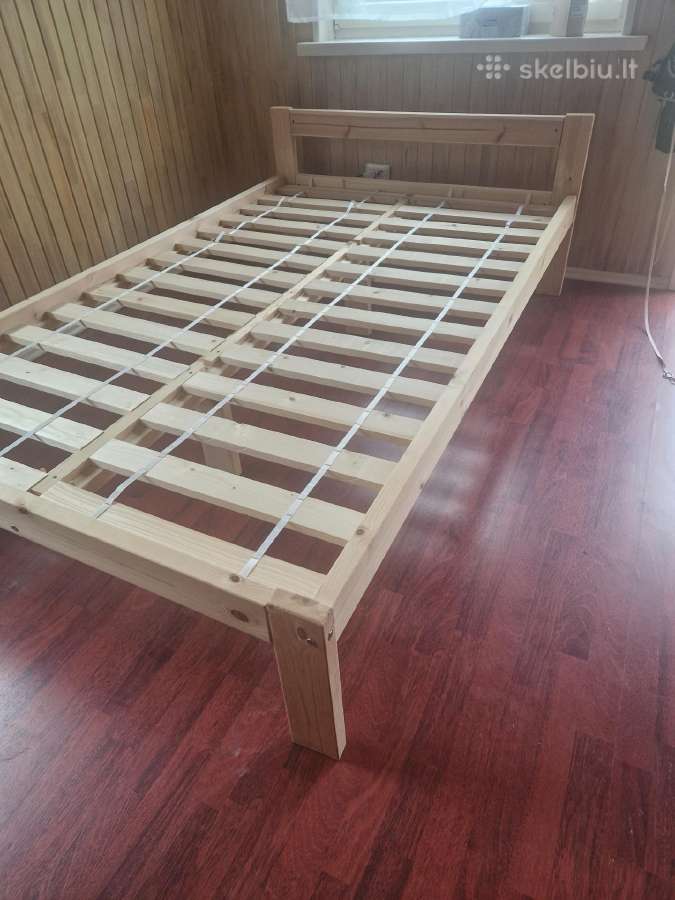 120 medinė lova su grotelėmis ir Ikea čiužiniu - nuotraukos Nr. 8