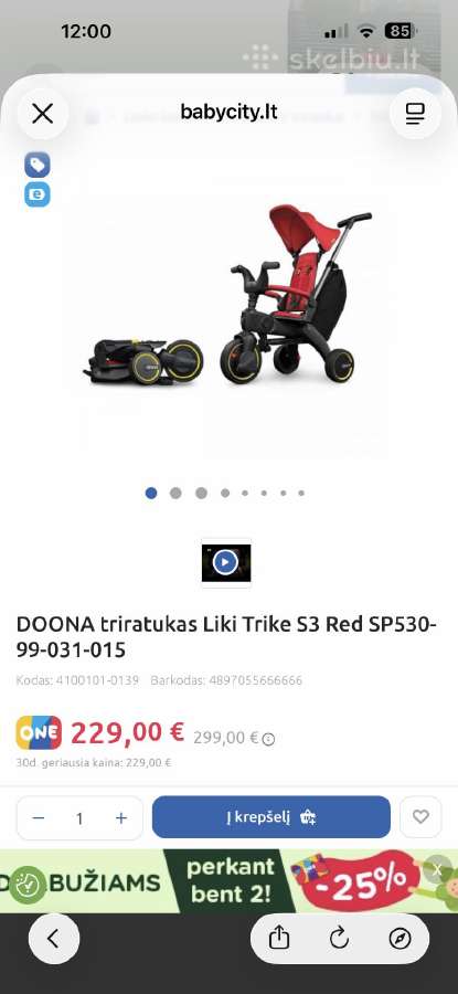 Fainas triratukas Doona Liki Trike S3 - nuotraukos Nr. 4