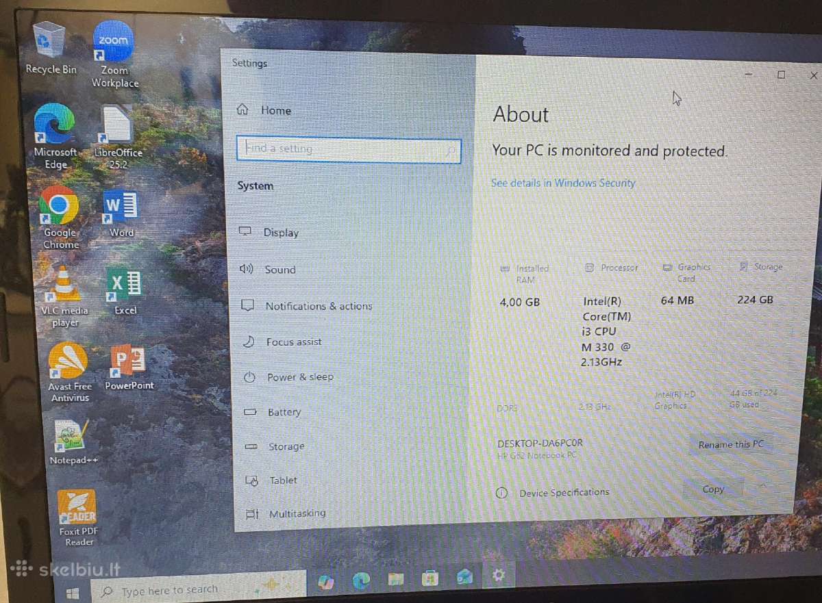 Hp G62 i3-m330 4 GB RAM 240 GB SSD - nuotraukos Nr. 7