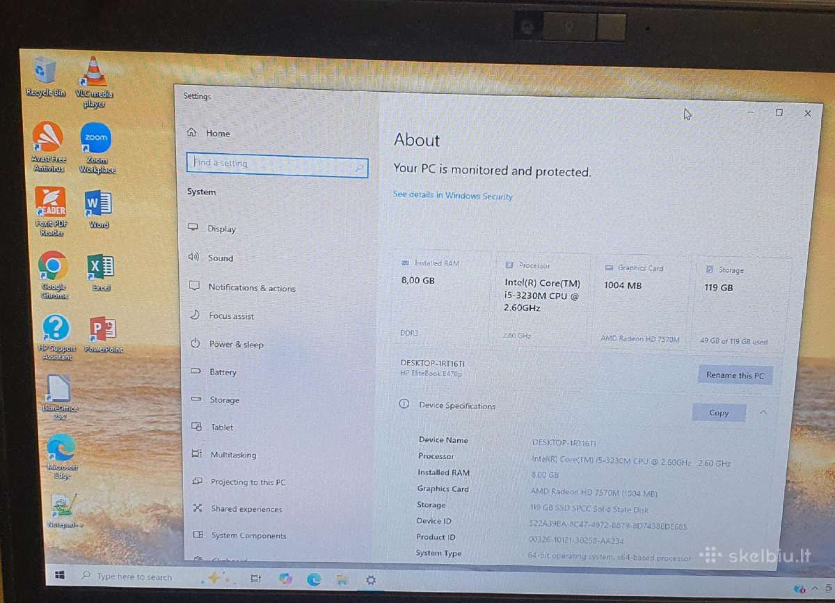 Hp 8470p i5-3230m 8 GB RAM 120 GB SSD - nuotraukos Nr. 7