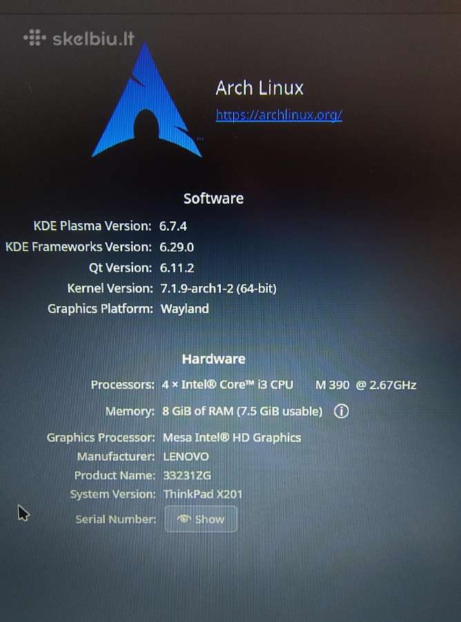 Lenovo Thinkpad X201i - nuotraukos Nr. 6