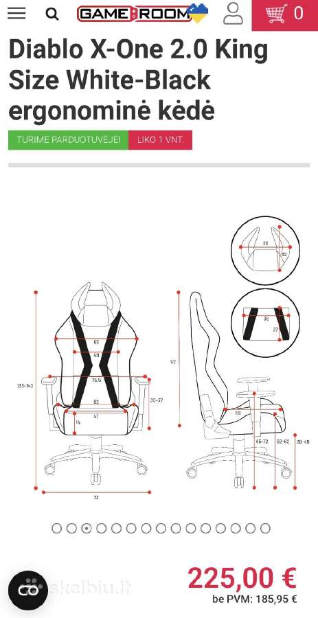 Ergonominė Diablo King size žaidimų kėdė - nuotraukos Nr. 7