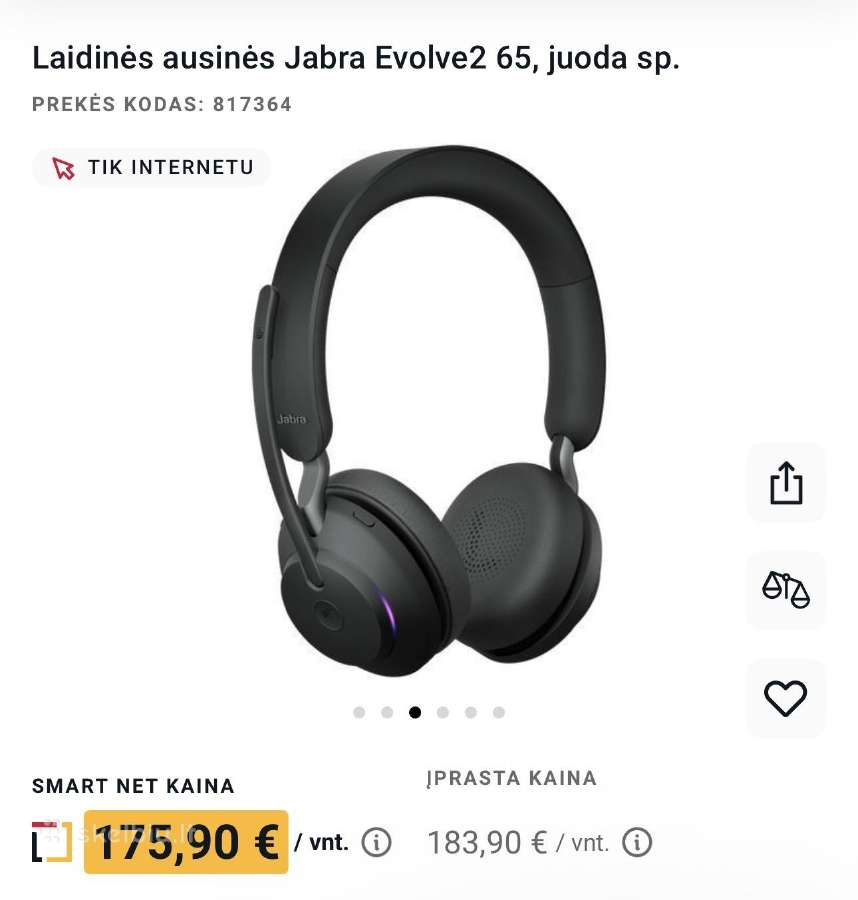 Laidinės ausinės Jabra Evolve2 65, juoda sp. - nuotraukos Nr. 2