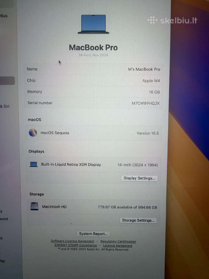 MacBook Pro 2024 16gb 1tb - nuotraukos Nr. 5
