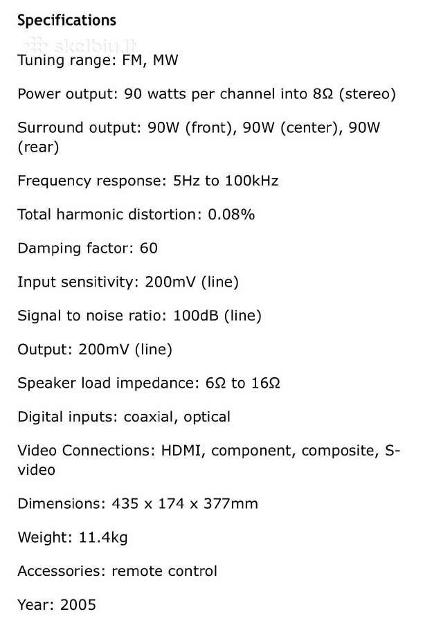 Parduodu A/v resyveri Onkyo Tx-sr605 - nuotraukos Nr. 5