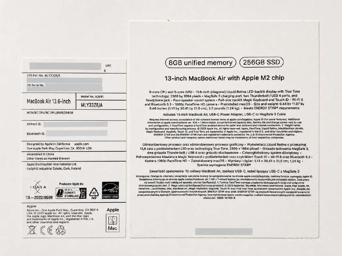 Parduodamas „Apple MacBook Air 13,6“ su M2 - nuotraukos Nr. 3