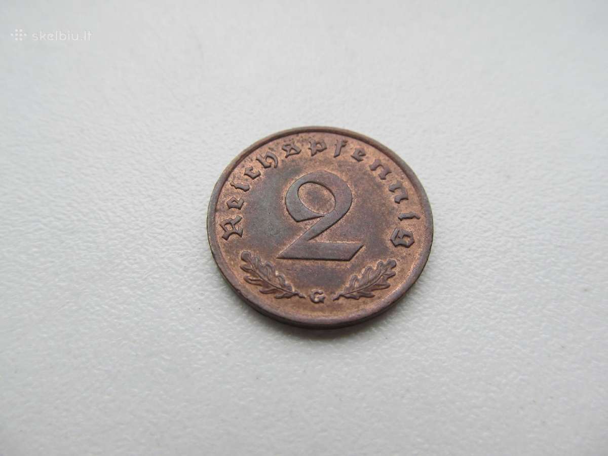 2 reichspfennig , Vokietija , 1939 D, G - nuotraukos Nr. 4