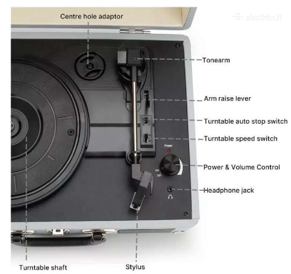 Vinilinių plokštelių grotuvas patefonas lagamine - nuotraukos Nr. 2