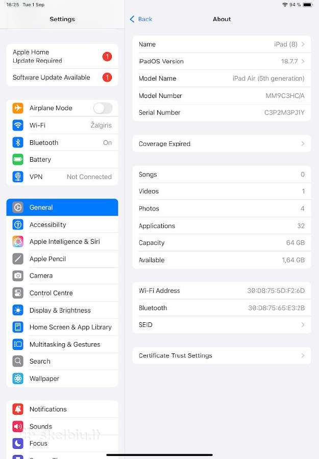 iPad Air (5th generation) 64 GB Wi-fi - nuotraukos Nr. 4