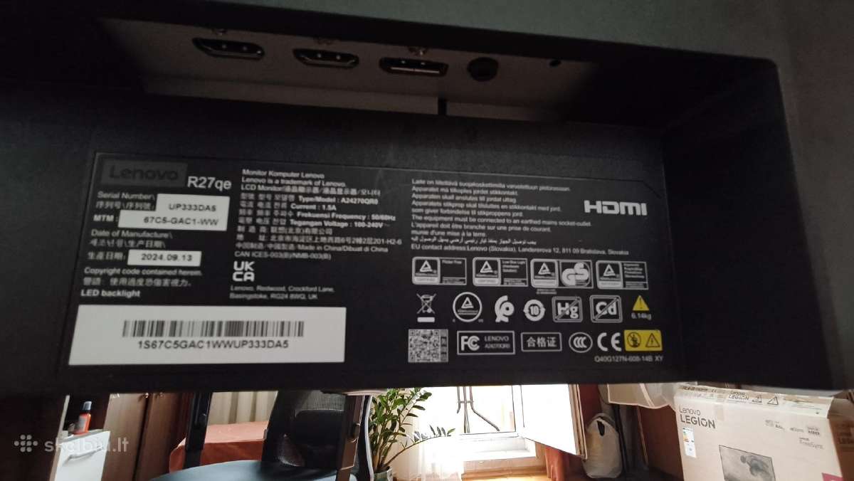 Lenovo R27qe Qhd Ips 180hz - nuotraukos Nr. 6