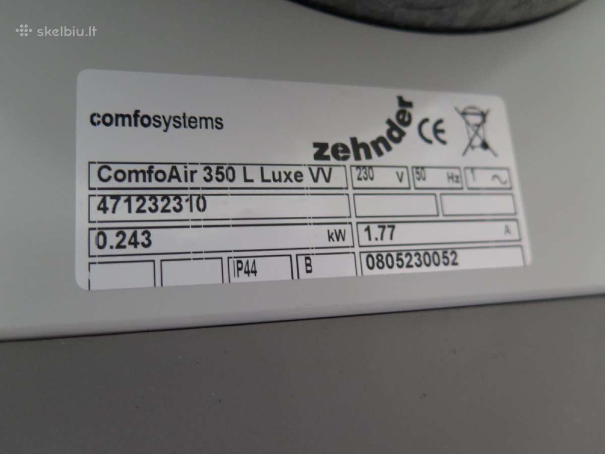 Zehnder Comfoair 350 Luxe rekuperatorius - nuotraukos Nr. 5
