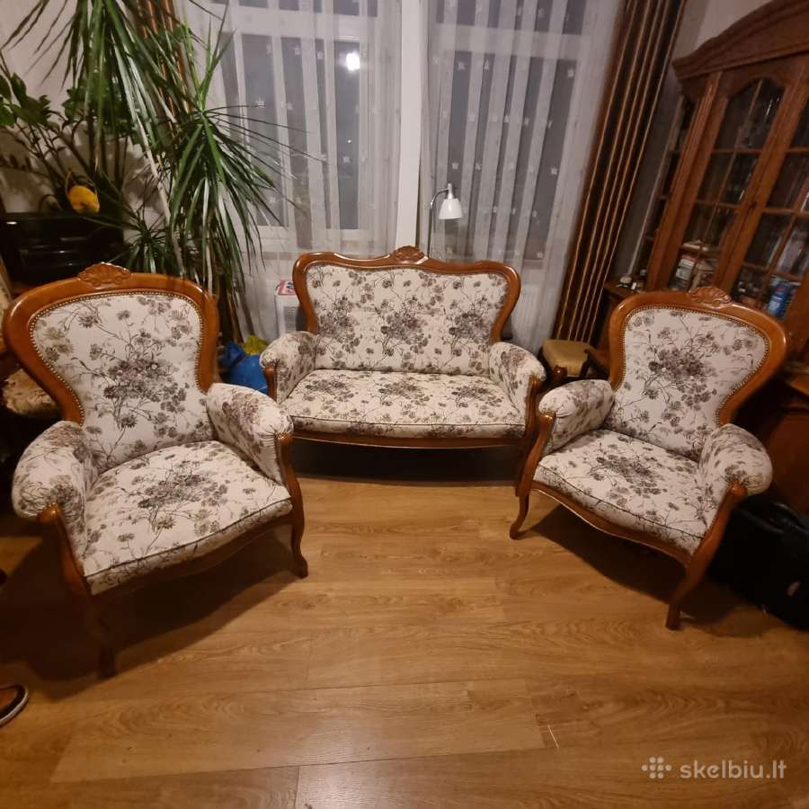 Retro st.su drožiniais minkšta sofutė+2 foteliai - nuotraukos Nr. 11