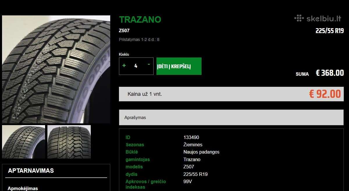 Trazano Zuper Snow r19 225/55 - nuotraukos Nr. 5