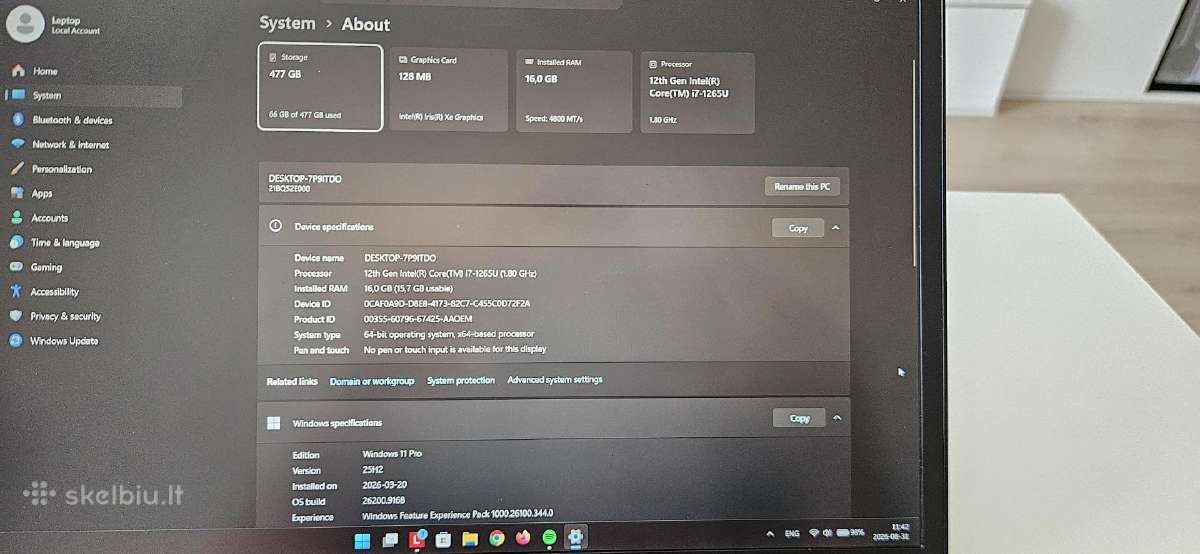 Lenovo X13.gen 3. i7-1265u,16 GB RAM.512 - nuotraukos Nr. 4