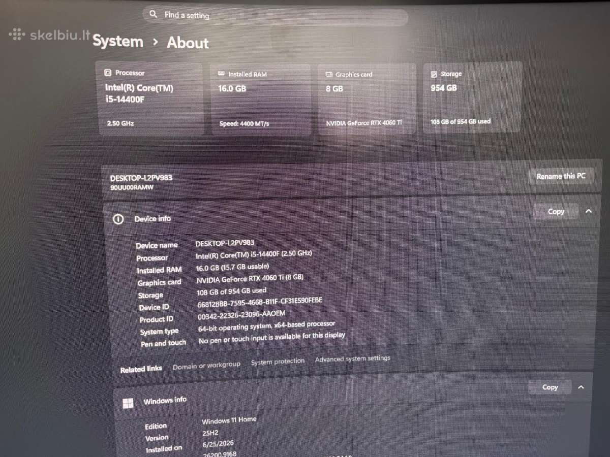 Parduodu Lenovo Legion T5 26irb8 kompiuterį - nuotraukos Nr. 4
