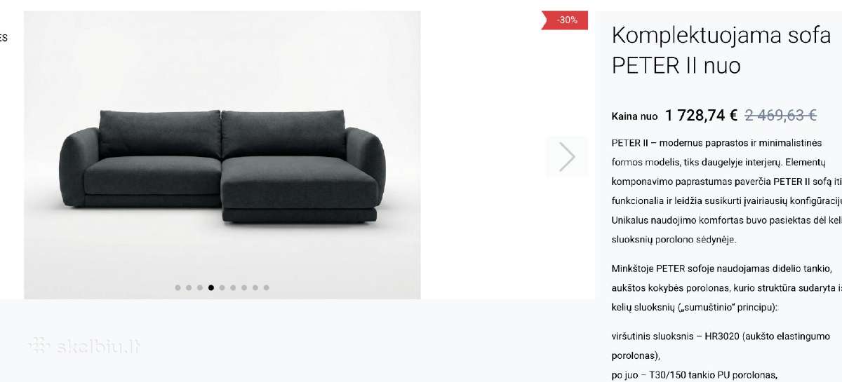 Parduodama Furnibay Komplektuojama sofa Peter II - nuotraukos Nr. 2
