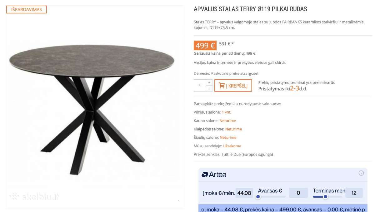 Apvalus stalas Terry 119 - nuotraukos Nr. 2