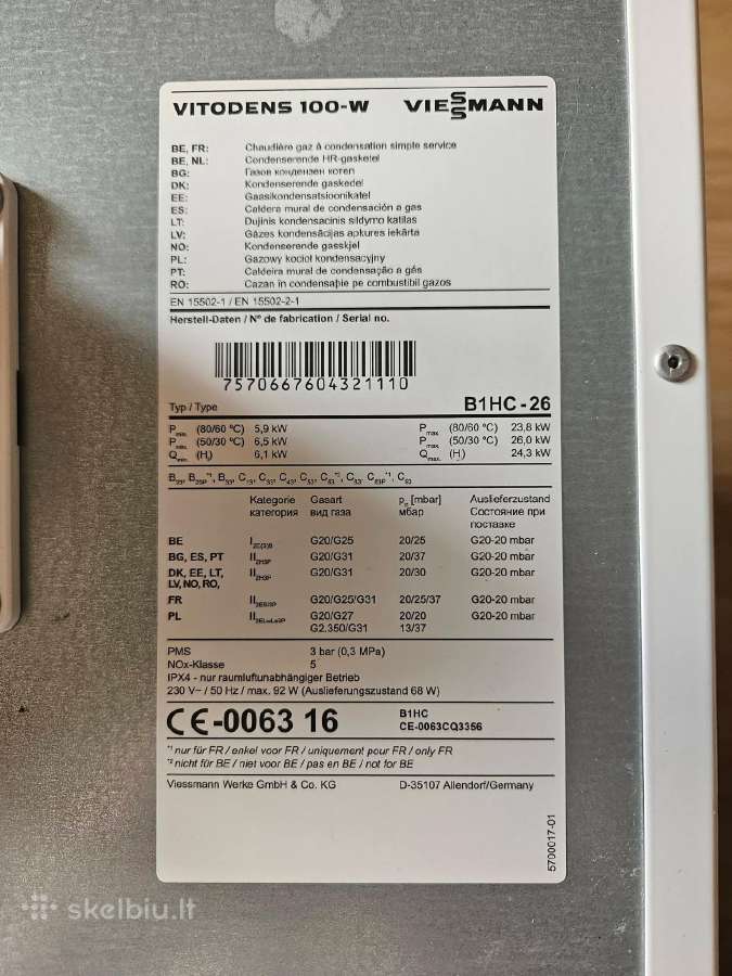 Parduodamas Viessmann Vitodens 100-w 26 kw - nuotraukos Nr. 3