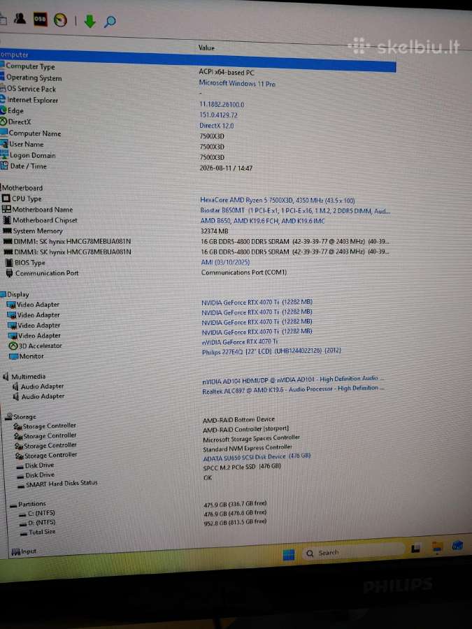 7500x3d/ Rtx4070ti/ Ddr5 32gb - nuotraukos Nr. 7