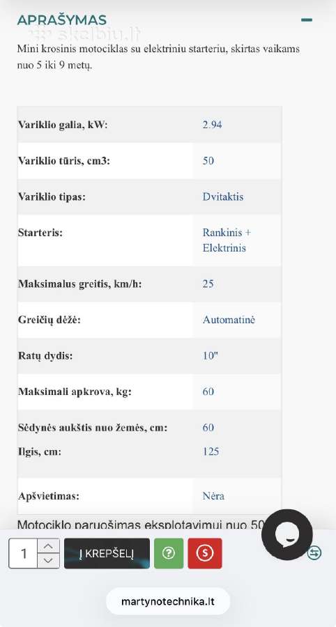Krosinis vaikiškas motociklas - nuotraukos Nr. 3