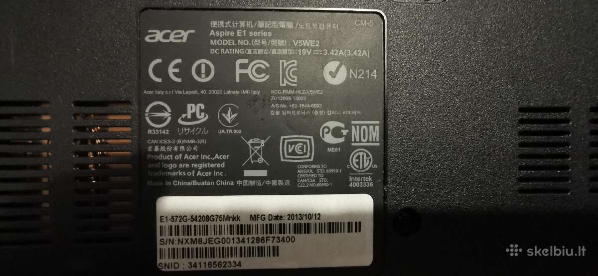 Acer v5we2 - nuotraukos Nr. 2