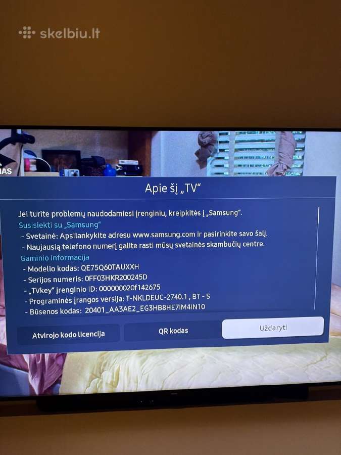 Samsung 75 coliu TV Qled 4k TV + sieninis stovas - nuotraukos Nr. 2